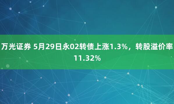 万光证券 5月29日永02转债上涨1.3%，转股溢价率11.32%